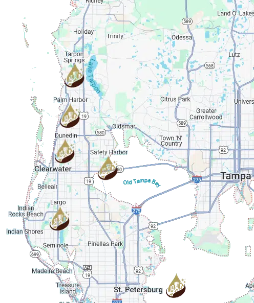 Cleaning services florida — Tampa Bay service map; st petersburg cleaning services