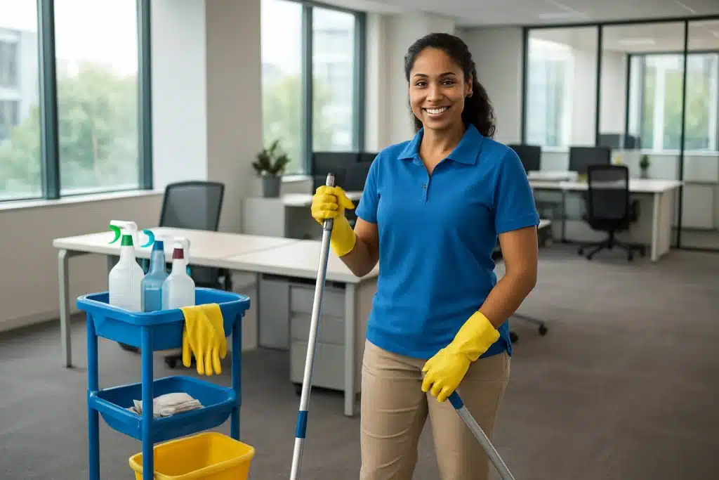 Window cleaning with squeegee